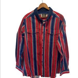 Vintage western workwear rugged panhandle slim striped work shirt in Sz Xl